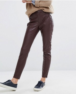 Best-Selling-Women-Leather-Burgundy-Pant
