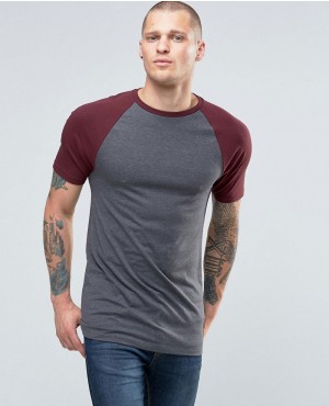 Longline-Muscle-T-Shirt-With-Contrast-Raglan-Sleeves-In-CharcoalRed-QA-205