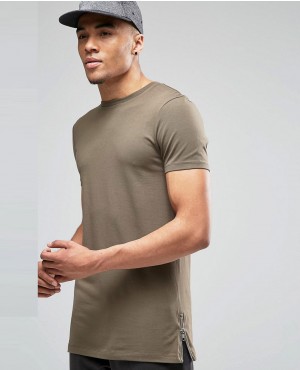 Longline-Muscle-T-Shirt-With-Side-Zips-In-Khaki-QA-207