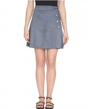 New-Grey-Faux-Suede-Leather-Skirt