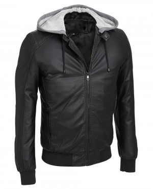 NEW-STYLISH-FAUX-LEATHER-BOMBER--REMOVABLE-HOOD