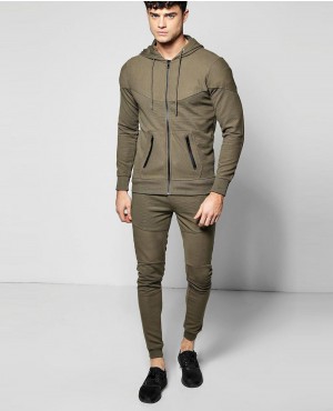 Skinny-Fit-Hooded-Ribbed-Tracksuit