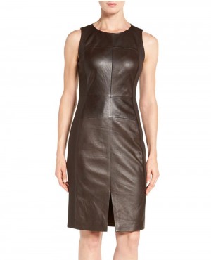 Women-Leather-&-Ponte-Sheath-Dress