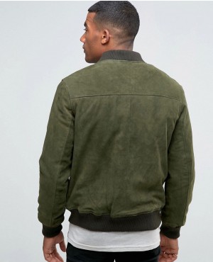 Cheap-Suede-Bomber-Jacket-In-Khaki