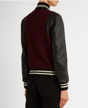 Mahroon-Wool-blend-and-leather-teddy-Varsity-Jacket