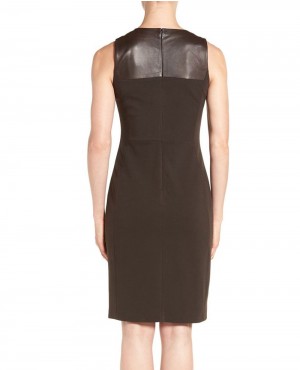 Women-Leather-&-Ponte-Sheath-Dress