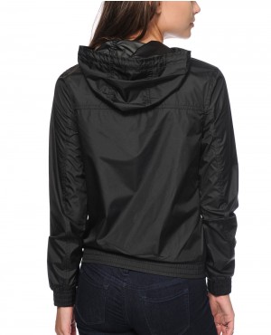 Women-Long-Zipper-Black-Windbreaker-Jacket