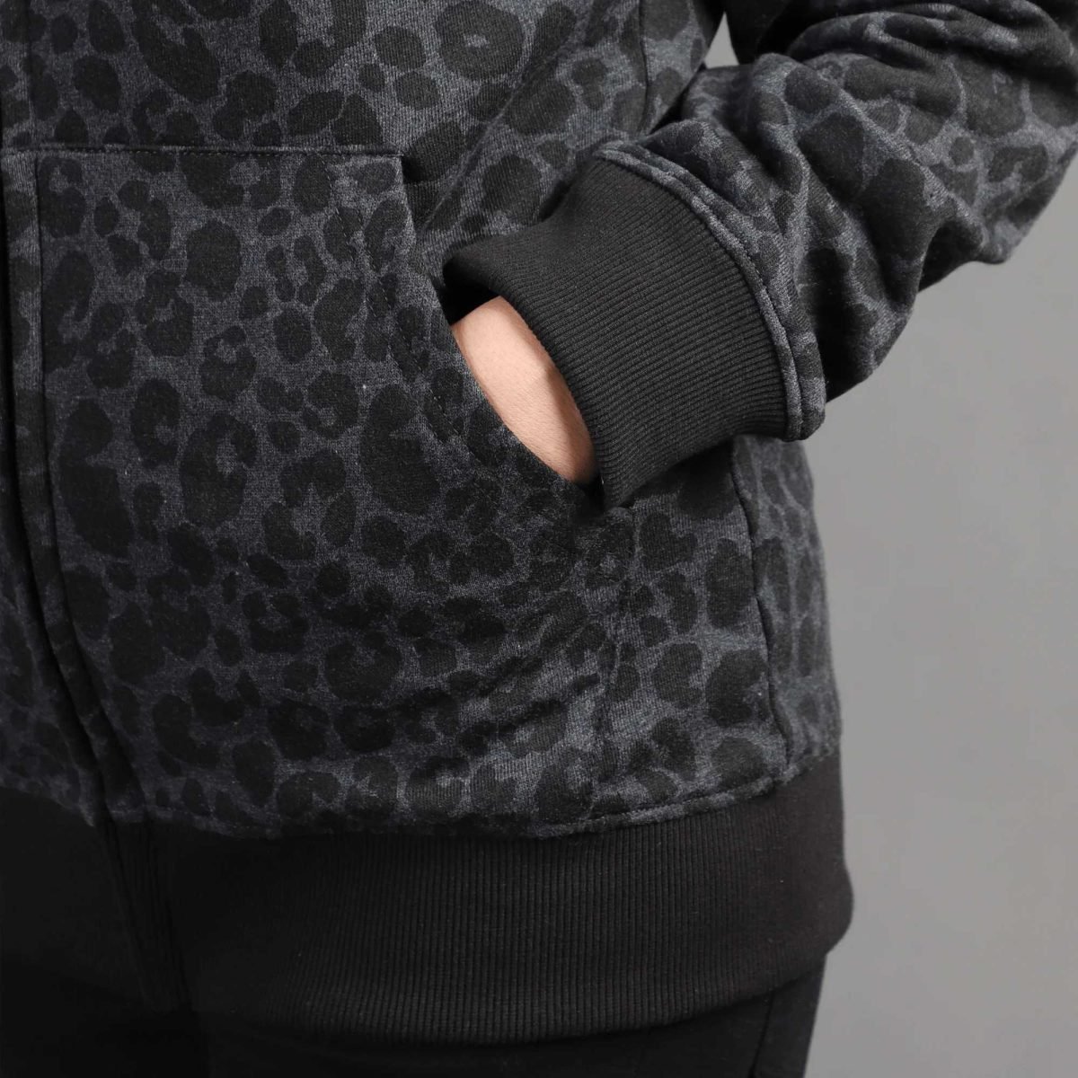 Allover Printed Women Cotton Fleece Zipper Hoodie QA-2248