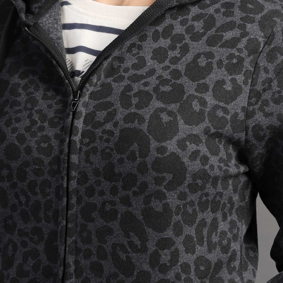Allover Printed Women Cotton Fleece Zipper Hoodie QA-2248