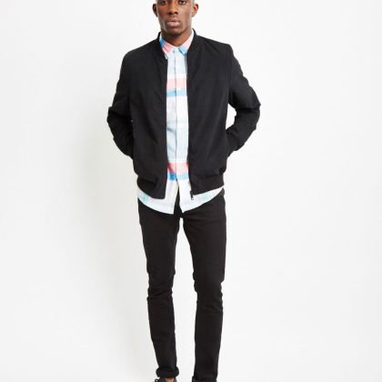 Customized Cotton Jeans Bomber Black Jacket QA-2640