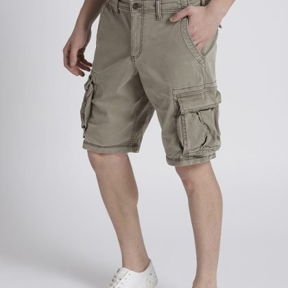 Excellent quality breathable Men Olive Green Solid Regular Fit Cargo Shorts QA-2459