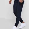 High Quality Custom Logo Navy Skinny Fit Basic Fleece Jogger Pant QA-2444