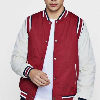 High Quality Men Varsity Bomber With Contrast Sleeve QA-2645