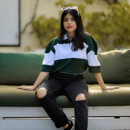 High Quality Wholesale Custom Oversized Striped Rugby Shirt Women QA-2381