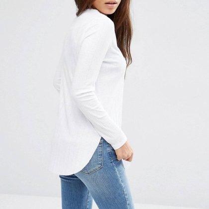 Long Sleeve Top with Side Splits and Curve Hem QA-2586