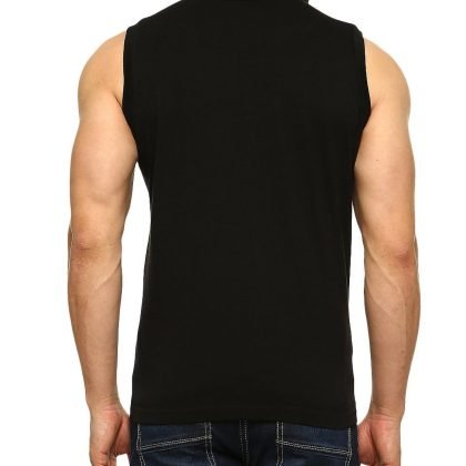 Men Black Sleeveless T Shirt With Your Personal Brands QA-2326