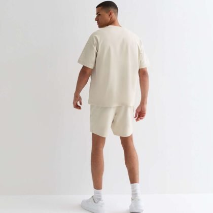 Men Cream Relaxed fit Premium Fleece Drawstring Shorts QA-2463