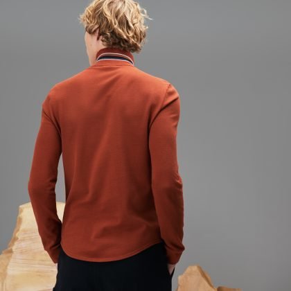 Men Fashion Show Zippered Stand Up Collar Polo Shirt QA-22107