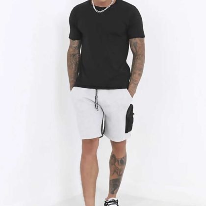 Men Grey Camouflaged Zipper Details Shorts Best Fitted QA-2464