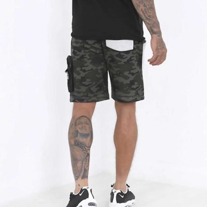 Men Grey Camouflaged Zipper Details Shorts Best Fitted QA-2464
