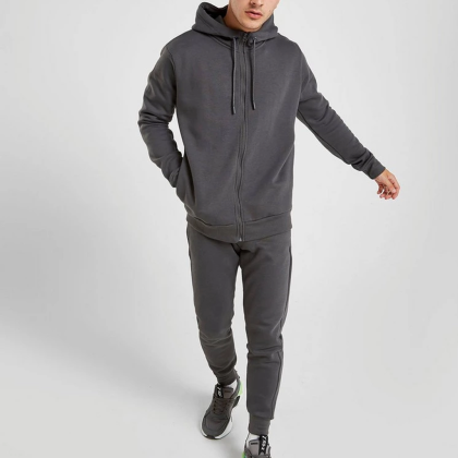 Men Regular Fit Gym Zipper Hoodie Tracksuit Set QA-2409