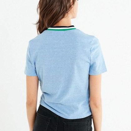 New Sky Blue Custom Tipped T Shirt QA-2589