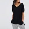 New V Neck Oversized Slouchy Rib QA-2593