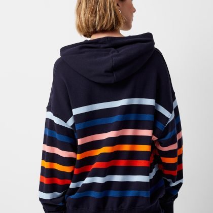 Pullover Stripes Drop Shoulder Hoodie Women QA-2288