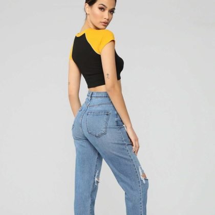 Stay Relevant Crop Top Black Mustard QA-2563