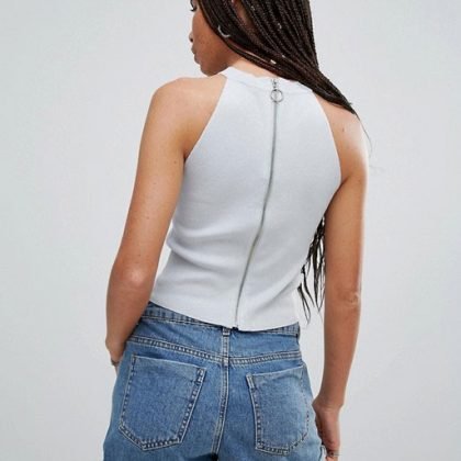 Wholesale Custom Back Zipper Women Crop Top QA-2534