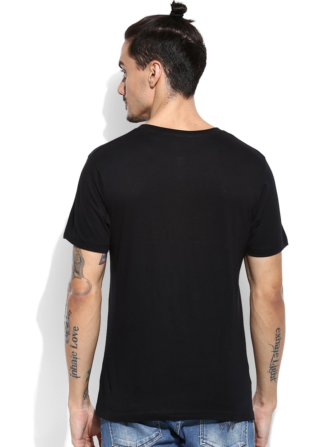 Wholesale Custom Black Solid Henley Neck Man T Shirt QA-2341