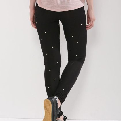 Wholesale Custom Cotton Jersey Studded Tights Leggings QA-2515