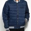 Wholesale Custom Puffer Navy Varsity Bomber Jacket QA-2633