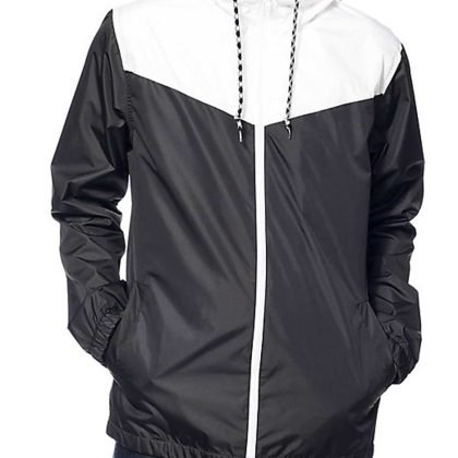 Wholesale Custom White & Black Windbreaker Jacket QA-2670