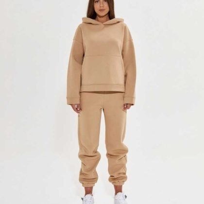 Women Drop Shoulder Pullover Sweat Pants Set Hooded Tracksuit QA-2274